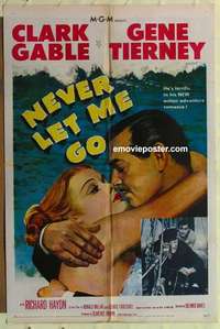 s679 NEVER LET ME GO one-sheet movie poster '53 Clark Gable, Tierney