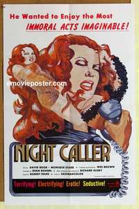 s673 NIGHT CALLER one-sheet movie poster '75 immoral acts!