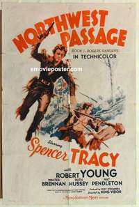 s663 NORTHWEST PASSAGE one-sheet movie poster R40s Spencer Tracy, Young