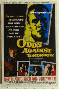 s654 ODDS AGAINST TOMORROW one-sheet movie poster '59 Harry Belafonte, Wise