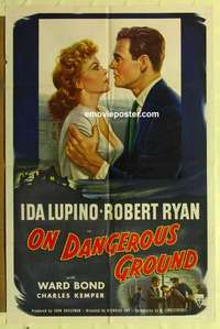 s644 ON DANGEROUS GROUND one-sheet movie poster '51 Nicholas Ray