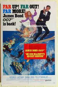 s641 ON HER MAJESTY'S SECRET SERVICE style B one-sheet movie poster '70 Bond