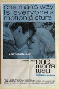 s635 ONE MAN'S WAY style B one-sheet movie poster '64 Norman Vincent Peale