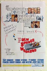 s615 PALM SPRINGS WEEKEND one-sheet movie poster '63 Donahue, teen swingers!