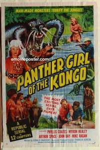 s612 PANTHER GIRL OF THE KONGO one-sheet movie poster '55 Phyllis Coates