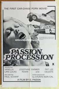 s601 PASSION PROCESSION one-sheet movie poster '70s first car chase sex!