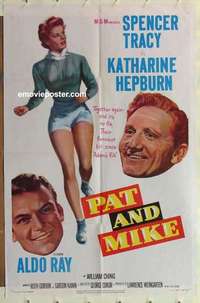s600 PAT & MIKE one-sheet movie poster '52 Spencer Tracy, Kate Hepburn