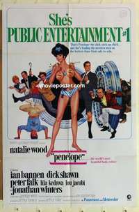 s594 PENELOPE one-sheet movie poster '66 Natalie Wood, Peter Falk