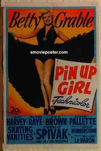 s580 PIN UP GIRL one-sheet movie poster '44 Betty Grable, Joe E. Brown