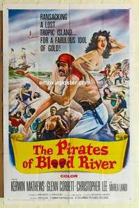 s573 PIRATES OF BLOOD RIVER one-sheet movie poster '62 Kerwin Mathews