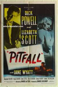 s571 PITFALL one-sheet movie poster '48 Dick Powell, Lizabeth Scott