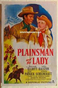 s570 PLAINSMAN & THE LADY one-sheet movie poster '46 Wild Bill Elliott