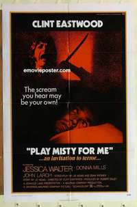 s564 PLAY MISTY FOR ME one-sheet movie poster '71 classic Clint Eastwood!