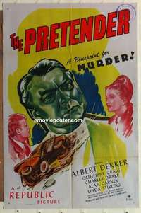 s552 PRETENDER one-sheet movie poster '47 Albert Dekker, film noir!