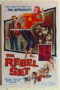 s520 REBEL SET one-sheet movie poster '59 beatnik jungle of strange kicks!