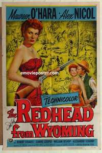 s517 REDHEAD FROM WYOMING signed one-sheet movie poster '53 Jack Kelly