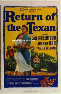 s506 RETURN OF THE TEXAN one-sheet movie poster '52 Dale Robertson, Dru