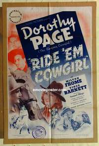 s500 RIDE 'EM COWGIRL one-sheet movie poster '39 singing Dorothy Page!