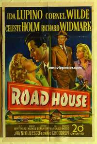 s488 ROAD HOUSE one-sheet movie poster '48 Ida Lupino, Cornel Wilde