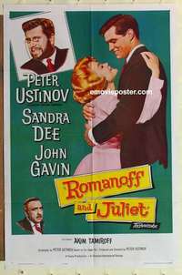 s476 ROMANOFF & JULIET one-sheet movie poster '61 Peter Ustinov, Sandra Dee
