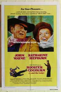 s470 ROOSTER COGBURN international style one-sheet movie poster '75 John Wayne, Hepburn