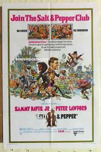 s459 SALT & PEPPER one-sheet movie poster '68 Sammy Davis, Jack Davis art!