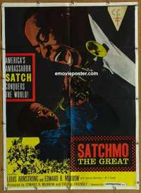 s457 SATCHMO THE GREAT linen one-sheet movie poster '57 Louis Armstrong bio!