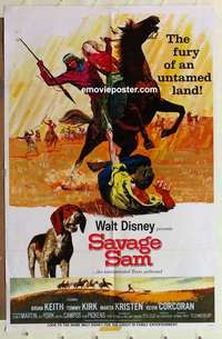 s449 SAVAGE SAM style B one-sheet movie poster '63 Walt Disney, Tommy Kirk