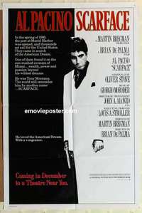 s447 SCARFACE one-sheet movie poster '83 Al Pacino, Brian De Palma, Stone
