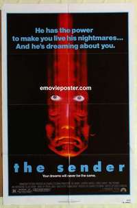 s434 SENDER one-sheet movie poster '82 horror, living nightmares!