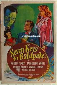 s427 SEVEN KEYS TO BALDPATE one-sheet movie poster '47 Terry, White