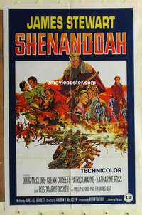 s410 SHENANDOAH one-sheet movie poster '65 James Stewart, Civil War!