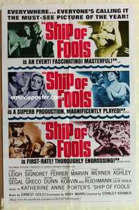 s404 SHIP OF FOOLS style B one-sheet movie poster '65 Vivien Leigh, Signoret