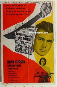 s370 SOMETHING OF VALUE one-sheet movie poster '57 Rock Hudson