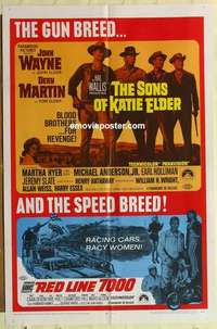 s364 SONS OF KATIE ELDER/RED LINE 7000 one-sheet movie poster '68 John Wayne