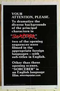 s362 SORCERER style C one-sheet movie poster '77 William Friedkin