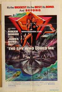 s344 SPY WHO LOVED ME one-sheet movie poster '77 Moore as James Bond!