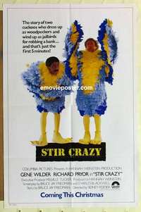 s324 STIR CRAZY advance one-sheet movie poster '80 Gene Wilder, Richard Pryor