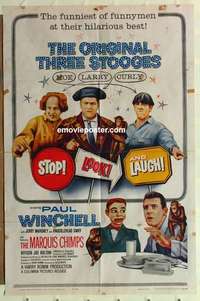 s323 STOP LOOK & LAUGH one-sheet movie poster '60 The Three Stooges!