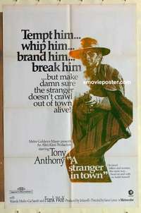 s316 STRANGER IN TOWN one-sheet movie poster '68 spaghetti western!