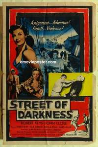 s315 STREET OF DARKNESS one-sheet movie poster '58 Robert Keys, crime!