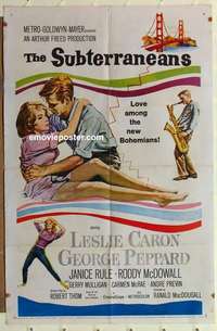 s309 SUBTERRANEANS one-sheet movie poster '60 Jack Kerouac, Leslie Caron