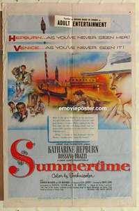 s299 SUMMERTIME one-sheet movie poster '55 Kate Hepburn, Rossano Brazzi