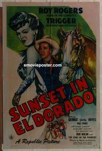 s295 SUNSET IN EL DORADO one-sheet movie poster '45 Roy Rogers, Evans