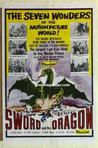 s283 SWORD & THE DRAGON one-sheet movie poster '56 cool monster image!