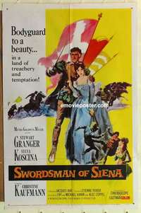 s281 SWORDSMAN OF SIENA one-sheet movie poster '62 Stewart Granger, Koscina