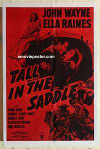 s277 TALL IN THE SADDLE military 1sh R57 great images of John Wayne & pretty Ella Raines!