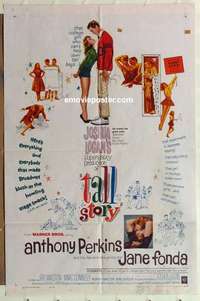 s276 TALL STORY one-sheet movie poster '60 Perkins, Fonda, basketball!