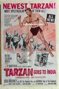 s268 TARZAN GOES TO INDIA one-sheet movie poster '62 Jock Mahoney