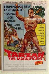 s267 TARZAN THE MAGNIFICENT one-sheet movie poster '60 Gordon Scott